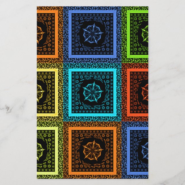 Papelaria Design de Arte de Padrão Multicolorido Verificado  (Frente)