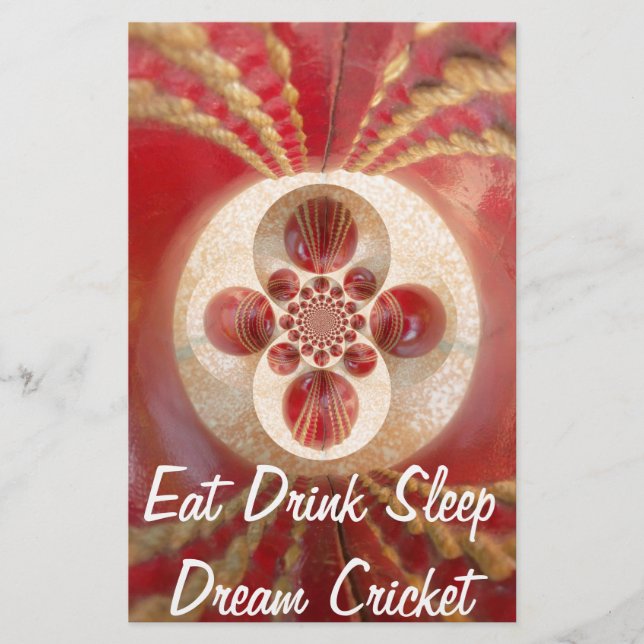 Papelaria Design de bolas de críquete vermelhas (Frente)