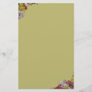 Papelaria Design de Buquê Floral no Papel de Carta Dourado