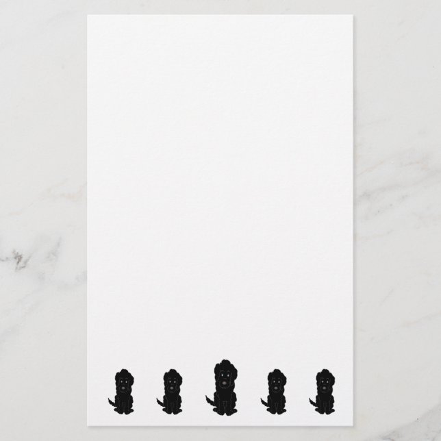Papelaria Design de cachorro Goldendoodle preto (Frente)