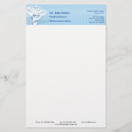 Papelaria Design de Caduceus 3D Branco Médico Azul