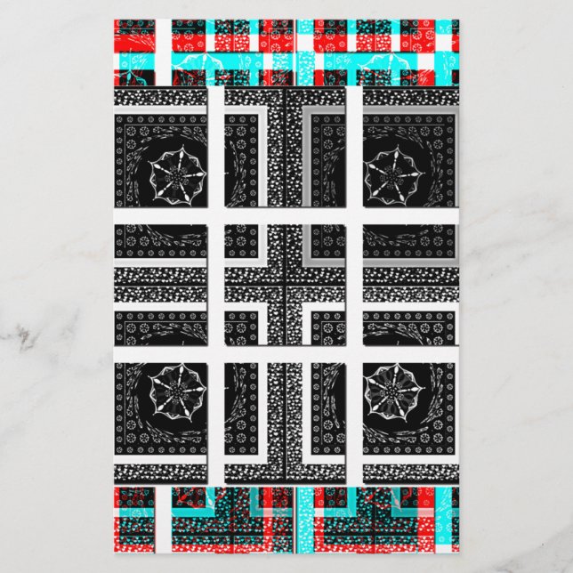 Papelaria Design de Gráficos Preto, Branco e Vermelho com Ve (Frente)