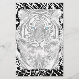 Papelaria design de Tigre Azul Preto E Branco