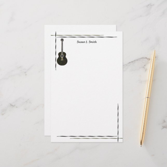 Papelaria Design de Violão Negro (Frente/Verso In Situ)