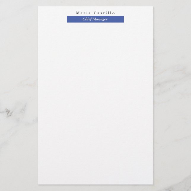 Papelaria Design Minimalista Azul Branco Elegante (Frente)