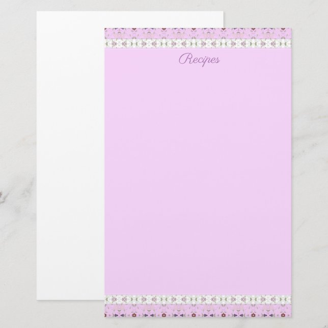 Papelaria Designer Floral Rosa (Frente/Verso)