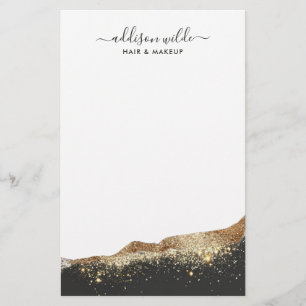 Papelaria Deslumbrante Glitter Preto e Dourado Script Modern
