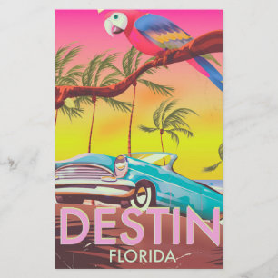 Papelaria Destin Florida USA viagens vintage poster.