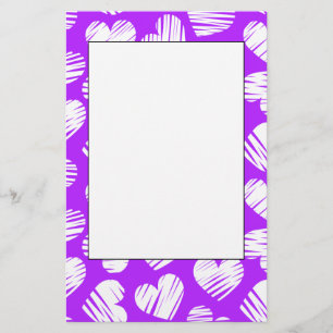 Papelaria Dia de os namorados Cardíaco Branco Roxo Moderno