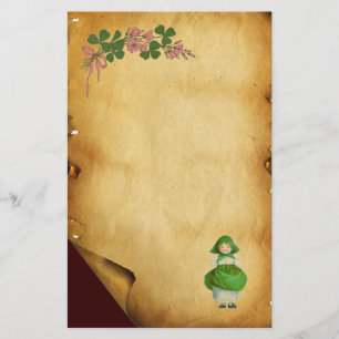 PAPELARIA DIA DE SÃO PATRÍCIO - GAROTA IRLANDESA E SHAMROCKS