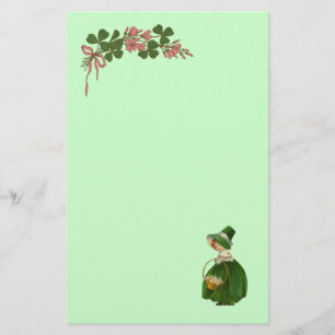 PAPELARIA DIA DE SÃO PATRÍCIO - GAROTA IRLANDESA E SHAMROCKS