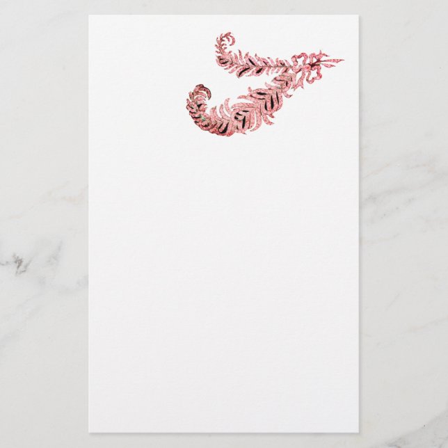 Papelaria DIAMONER FEATHERS, rosa e branco (Frente)