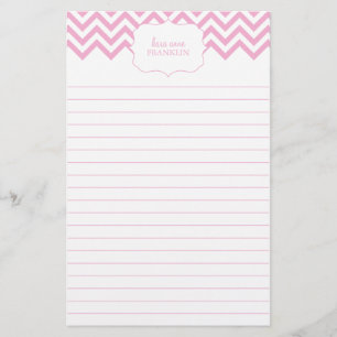 Papelaria Diário personalizado Chevron doce cor-de-rosa