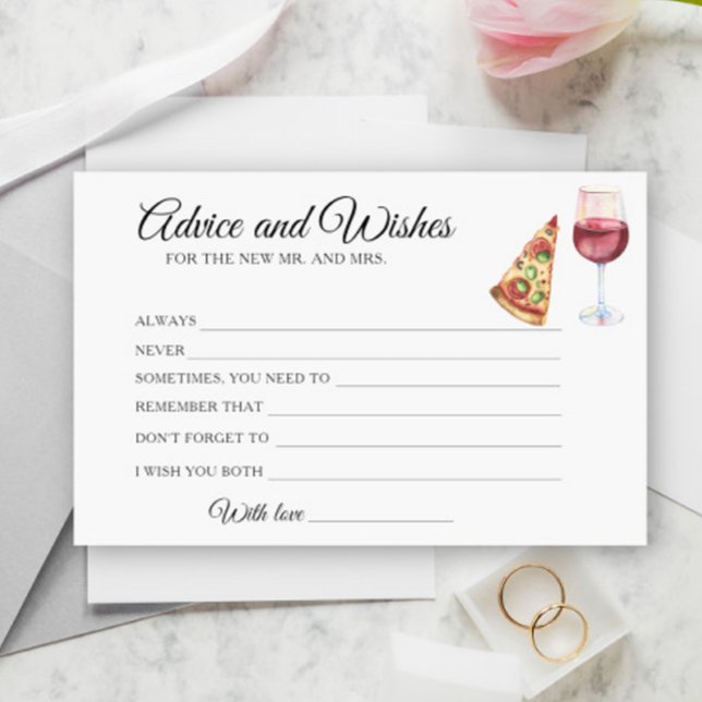 Papelaria Dicas e Desejos para Chá de Noiva com Vinho e Pizz (Criador carregado)