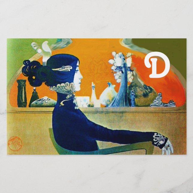 PAPELARIA DIVA EM AZUL, MONOGRAMA DE FASHION BELEZA (Frente)