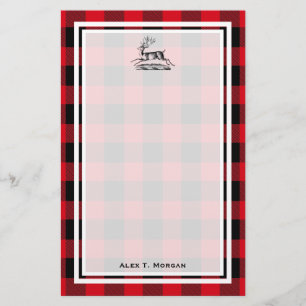 Papelaria DIY BG Buffalo Xadrez Tartan Black Red #2 Stag Dee