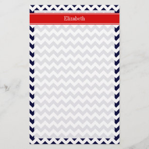 Papelaria Do ziguezague branco de Chevron dos azuis marinhos