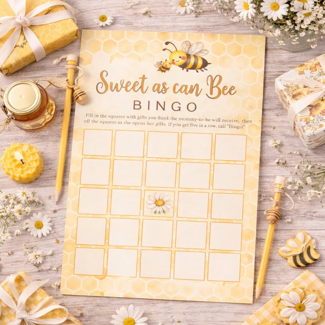 Papelaria Doce Como Abelha - Jogo de Bingo para Chá de Bebê (Criador carregado)