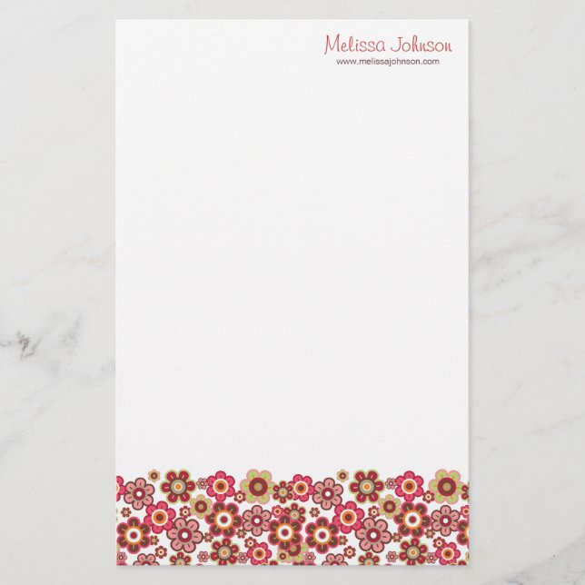 Papelaria Doce Rosa Macedo Dóisias Flores Diversão de Padrão (Frente)