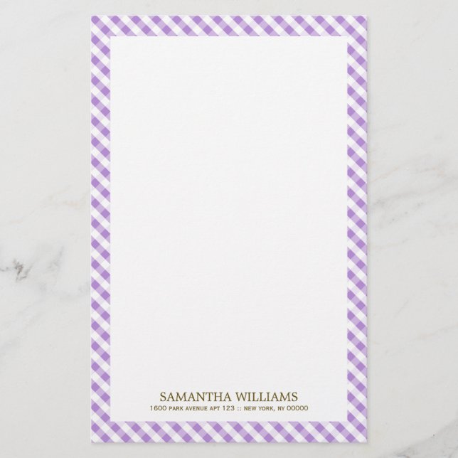 Papelaria Doce Violet Gingham Pattern (Frente)