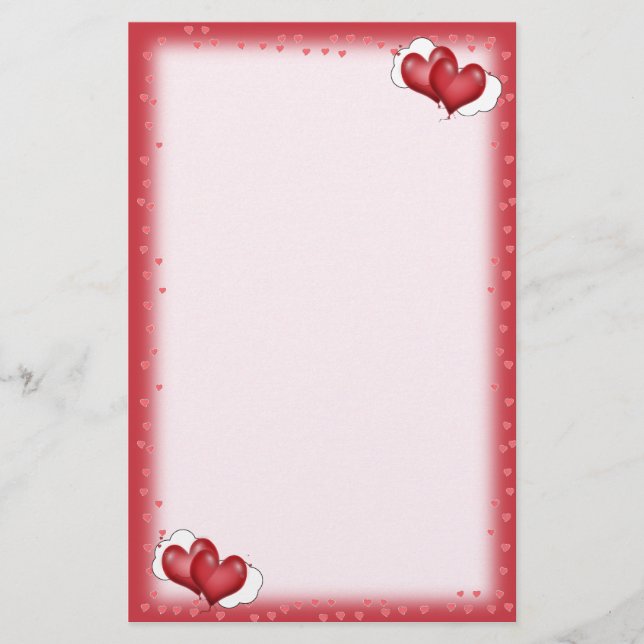 Papelaria Dois Corações Balões com Nuvem (Frente)