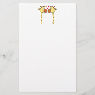 Papelaria Dois girafas com corações vermelhos do amor.