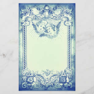 Papelaria Dois pequenos anjos de Natal com borda azul