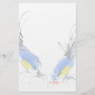 Papelaria Dois titmouses pequenos que pecking a grão.
