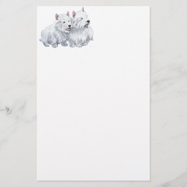 Papelaria Dois West Highland White Terriers (Frente)