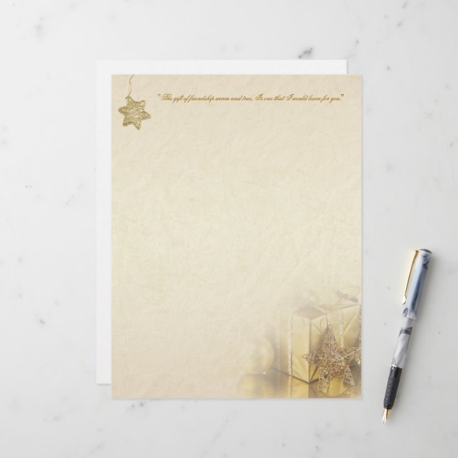 Papelaria Dourada de presentes de Natal (Frente/Verso In Situ)