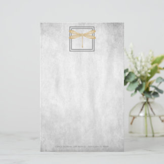 Papelaria Dourada Dragonfly - Carta Personalizada