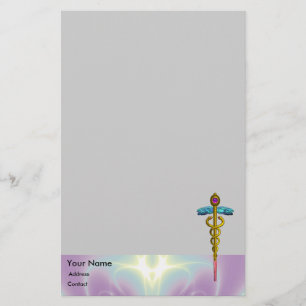 Papelaria DOURADO CADUCEUS Médico Cor-de-Rosa Azul