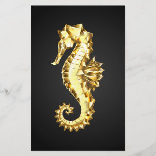 Papelaria Dourado Cavalo de Mar Poligonal