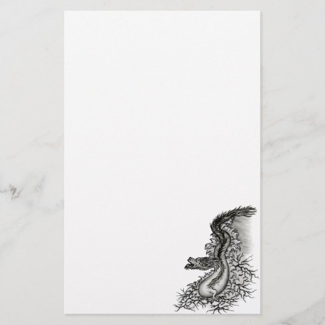 Papelaria Dragão chinês, Design preto e branco em tatuostilo (Frente)