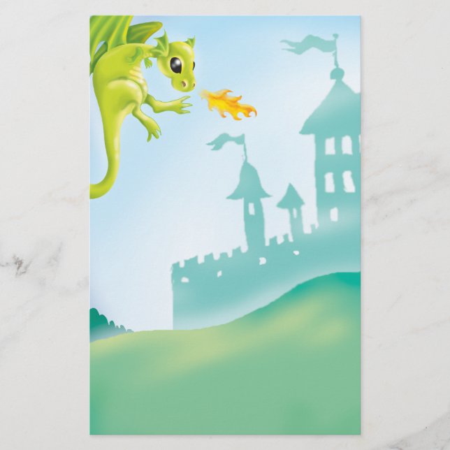 Papelaria Dragão e cena do castelo fofo (Frente)