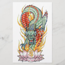 Papelaria Dragão Japonês e Flor de Lótus