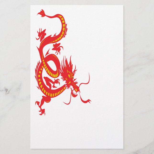 Papelaria Dragão Vermelho de Ano Novo Chinês (Frente)