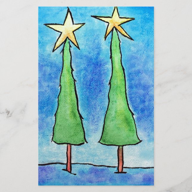 Papelaria Duas Árvores de Natal Altas (Frente)