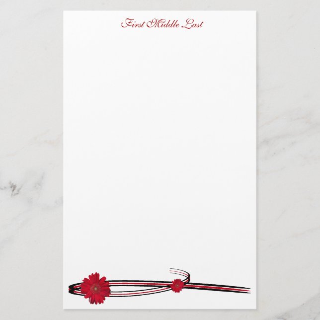 Papelaria Duplo Red Gerber Daisy Sweep Personalizado (Frente)