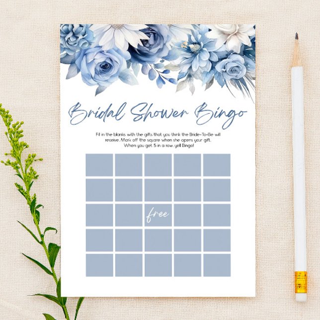 Papelaria Dusty Blue Floral - Jogo de Chá de panela de Bingo (Criador carregado)