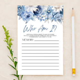Papelaria Dusty Blue Floral Quem Sou Eu Jogo Chá de panela