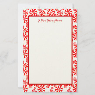 Papelaria Editable Red White Peppermint Pattern Holiday