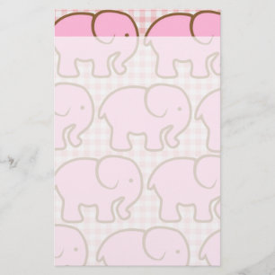 Papelaria Elefantes rosa bonito no padrão de Xadrez rosa