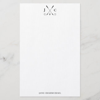 Papelaria Elegant Black Golf Monogram Stationery