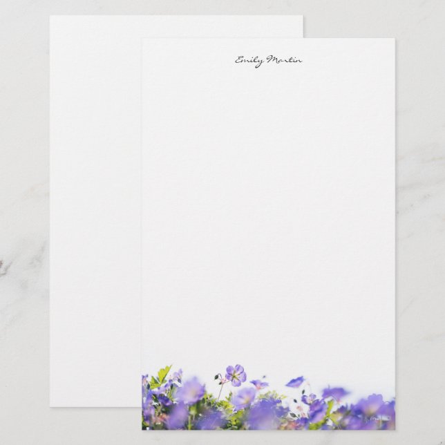 Papelaria Elegant, minimal floral Personalized (Frente/Verso)