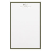 Elegant Monogram Olive Green Border