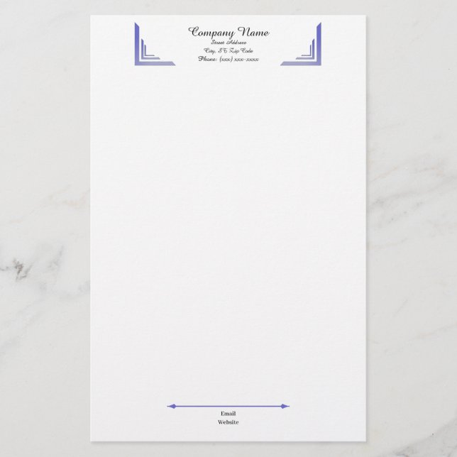 Papelaria Elegant Periwinkle Corner Professional Stationery (Frente)