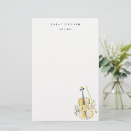 Papelaria Elegant Watercolor Violin Musician Music Teacher