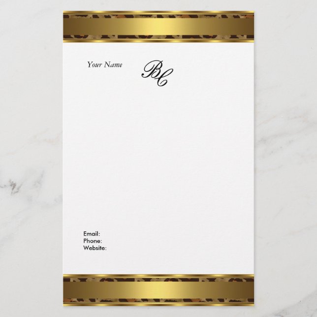 Papelaria Elegante Animal Dourado Branco Elite (Frente)