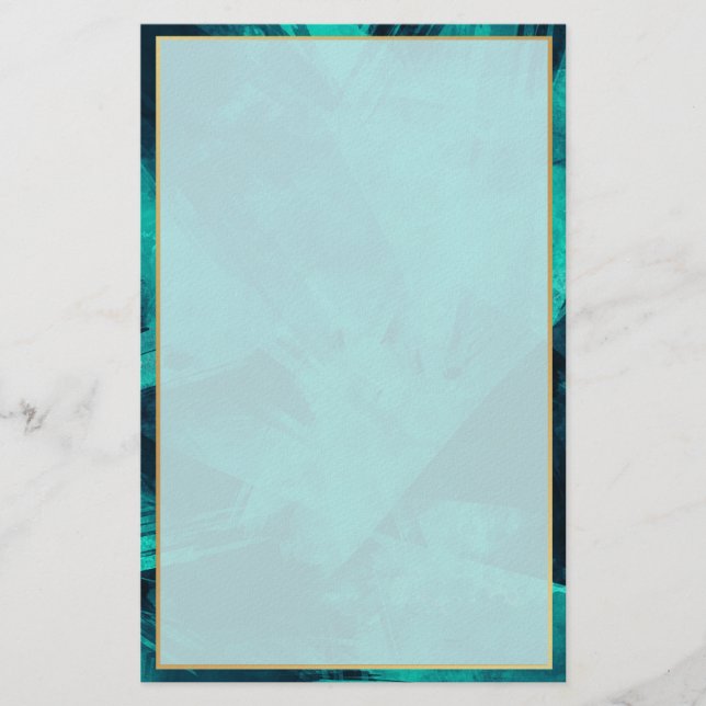Papelaria Elegante Aquamarine e Ouro (Frente)